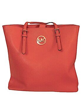 Michael Kors Jet Set Travel Tote Bag Mandarin Orange Leather